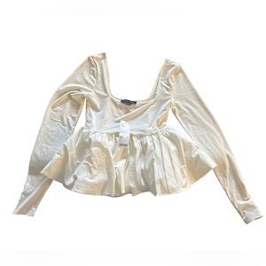 Silence + Noise Boatneck Ivory Blouse Small NWT